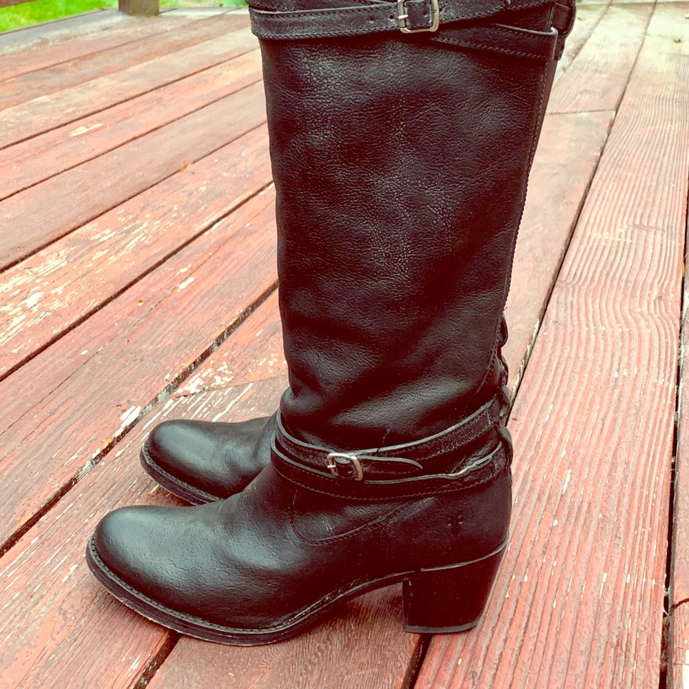 Frye Jane Tall Black Leather Boots Size 8.5M